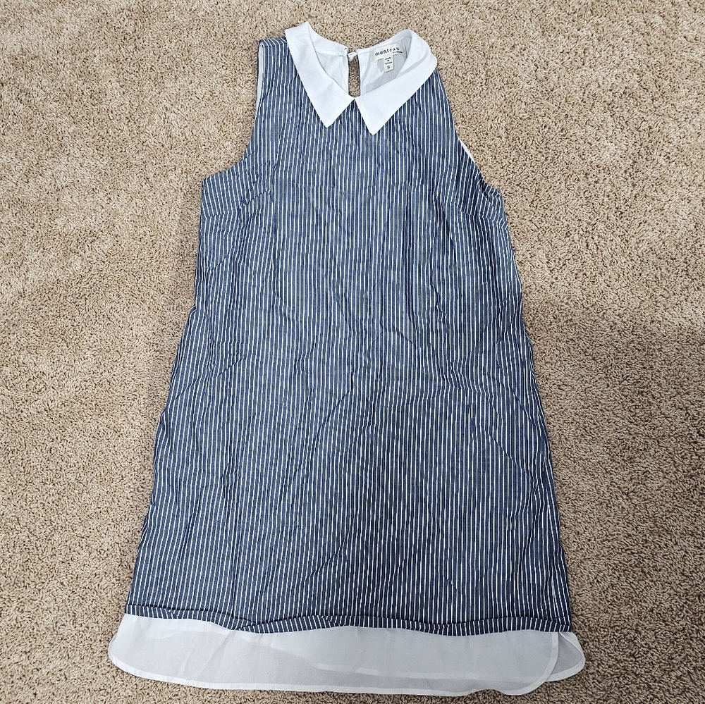 Striped Sleeveless Dress with White Collar